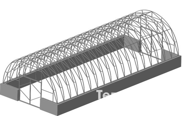 Теплица Рада Фермер 5,0 промышленная шириной 5 метров, под сотовый поликарбонат, оцинкованный каркас (разборная, в коробке)